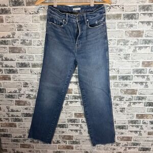 Good American High Waisted Good Straight Crop Raw Hem Size 6